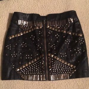 Faux leather embellished mini skirt